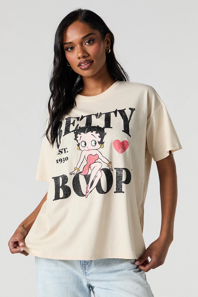 T-shirt de coupe garçonne à imprimé Betty Boop