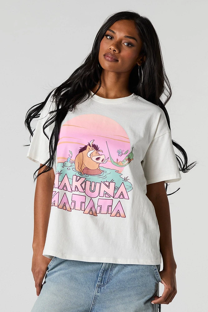 T-shirt de coupe garçonne à imprimé Hakuna Matata