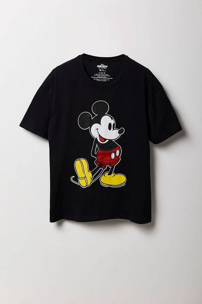 T-shirt coupe garçonne à imprimé Mickey Mouse