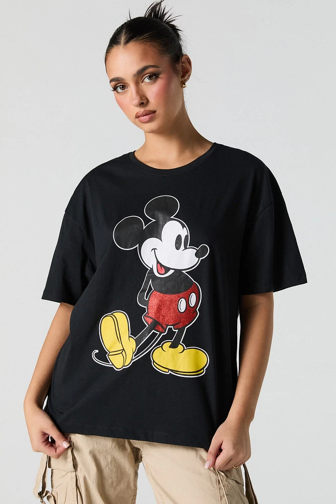 T-shirt coupe garçonne à imprimé Mickey Mouse