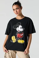 T-shirt coupe garçonne à imprimé Mickey Mouse