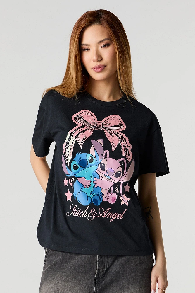 Stitch & Angel Graphic Boyfriend T-Shirt