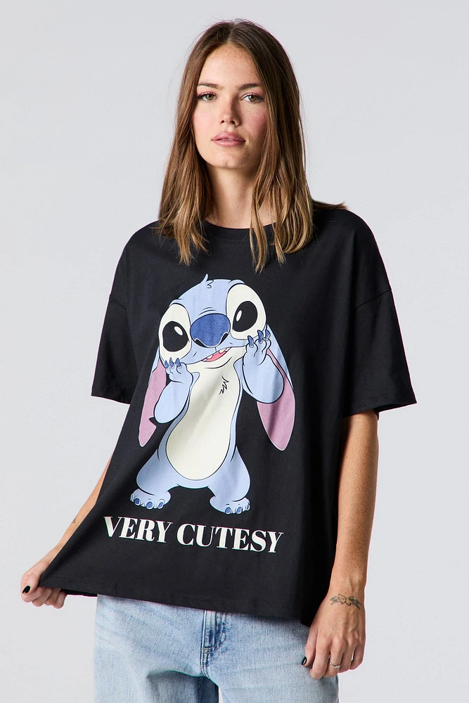 T-shirt de coupe garçonne à imprimé Stitch Cutesy
