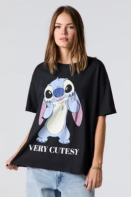T-shirt de coupe garçonne à imprimé Stitch Cutesy