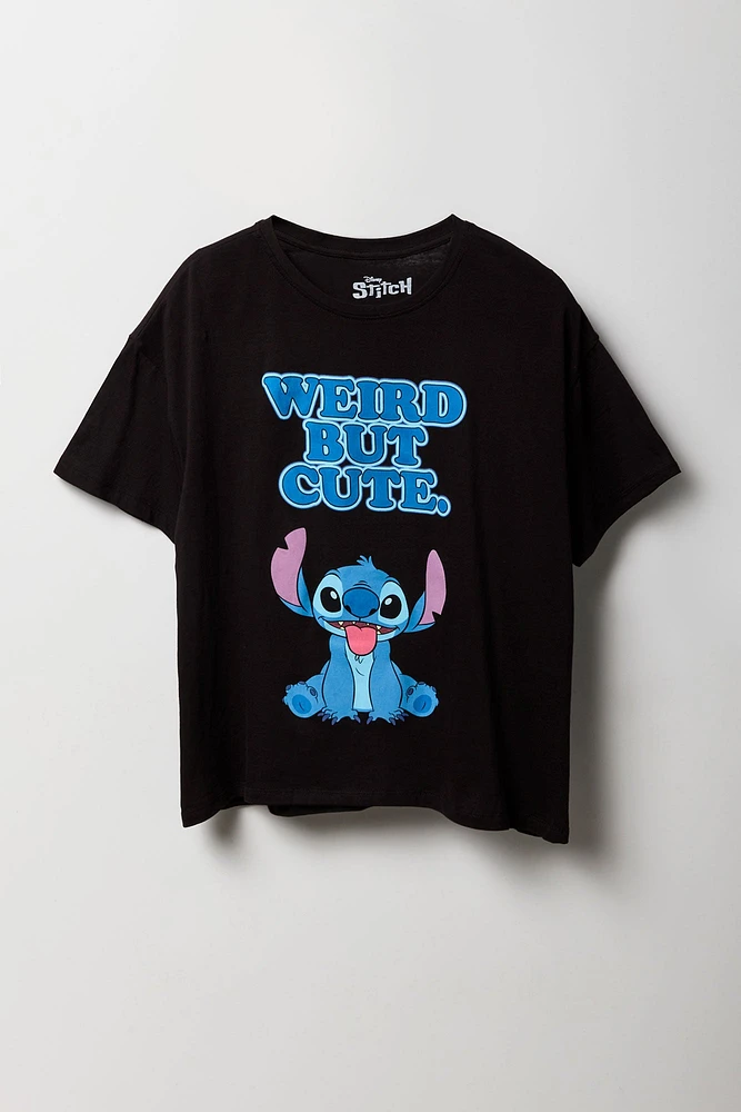 Stitch Weird But Cute Graphic Boyfriend T-Shirt