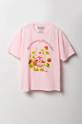 T-shirt coupe garçonne à imprimé Strawberry Shortcake