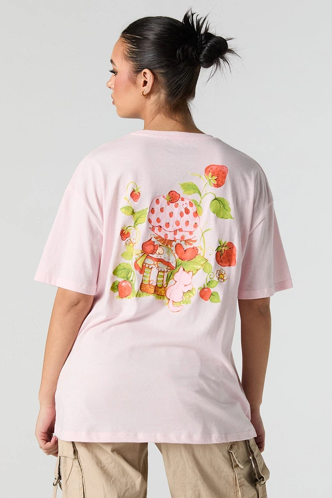 T-shirt coupe garçonne à imprimé Strawberry Shortcake