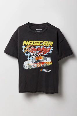 T-shirt de coupe garçonne délavé à imprimé NASCAR Racing