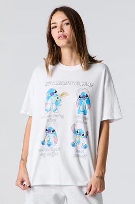 T-shirt de coupe garçonne à imprimé Get Ready With Stitch