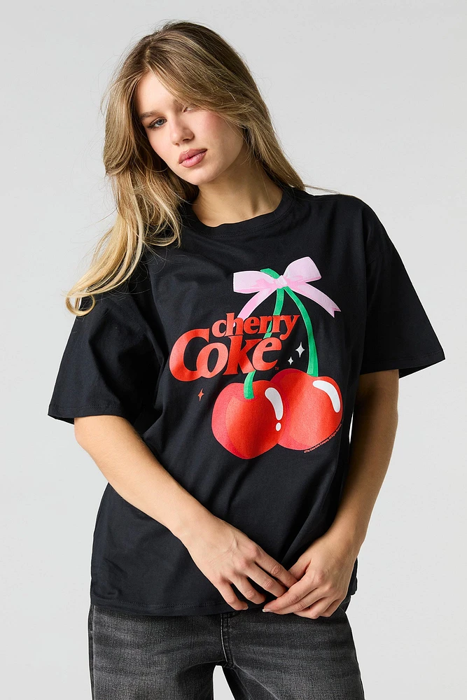 T-shirt de coupe garçonne à imprimé Cherry Coke