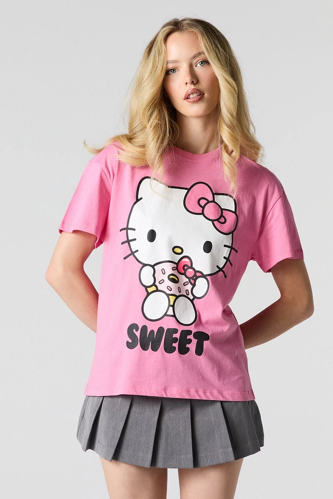 T-shirt de coupe garçonne à imprimé Hello Kitty Sweet