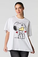 T-shirt coupe garçonne à imprimé Snoopy Valentin