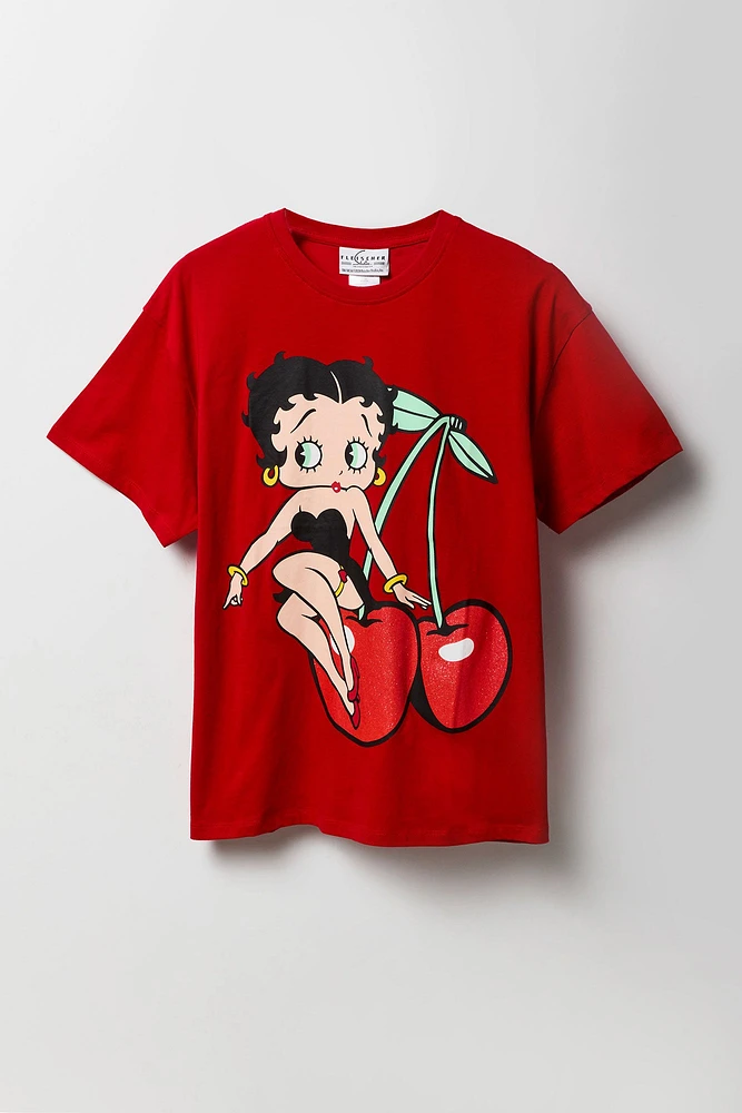 T-shirt de coupe garçonne à imprimé Betty Boop