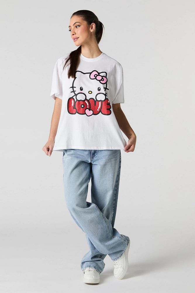 T-shirt coupe garçonne à imprimé Hello Kitty Love