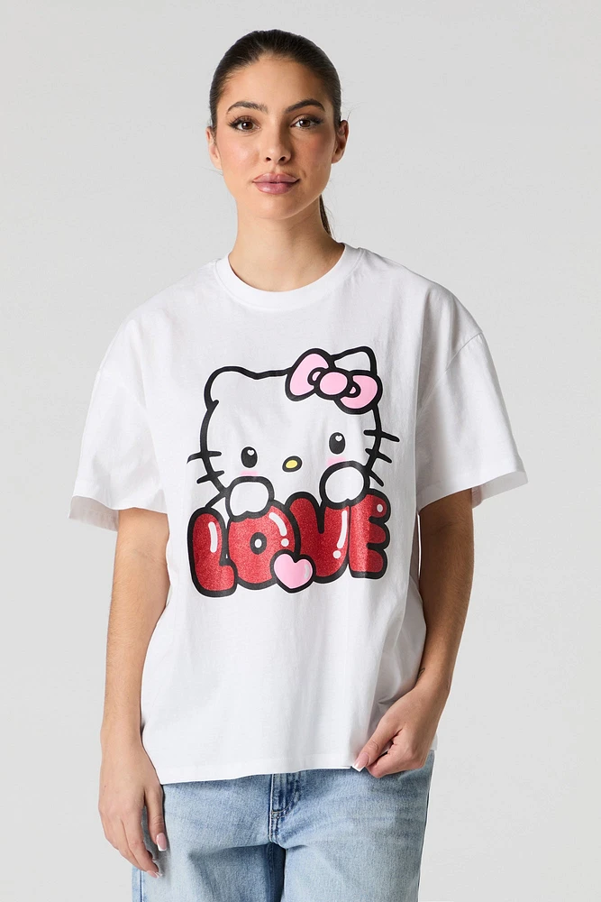 T-shirt coupe garçonne à imprimé Hello Kitty Love