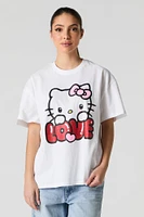 T-shirt coupe garçonne à imprimé Hello Kitty Love Valentin