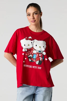 T-shirt coupe garçonne à imprimé Hello Kitty Anywhere With You Valentin