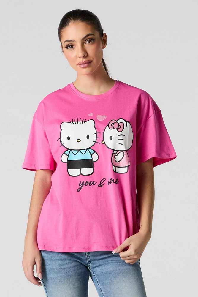 T-shirt coupe garçonne à imprimé Hello Kitty You & Me Valentin