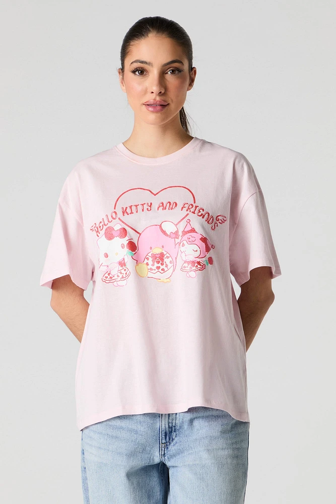 T-shirt coupe garçonne à imprimé Hello Kitty and Friends Valentin