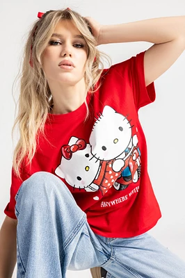 T-shirt coupe garçonne à imprimé Hello Kitty Anywhere With You