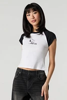 Snoopy Graphic Rhinestone Raglan T-Shirt