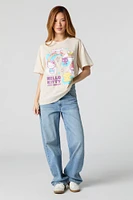 T-shirt de coupe garçonne à imprimé Hello Kitty & Friends scintillant