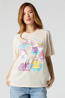 T-shirt de coupe garçonne à imprimé Hello Kitty & Friends scintillant