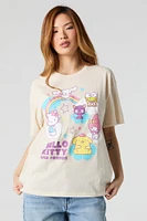 T-shirt de coupe garçonne à imprimé Hello Kitty & Friends scintillant