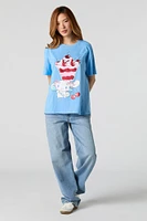 T-shirt de coupe garçonne à imprimé Cinnamoroll scintillant