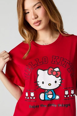 T-shirt de coupe garçonne à imprimé Hello Kitty scintillant