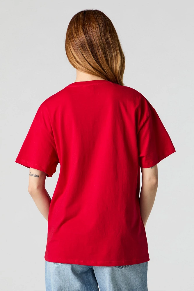T-shirt de coupe garçonne à imprimé Hello Kitty scintillant