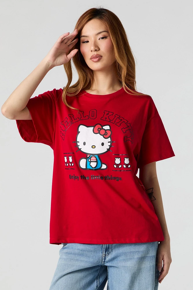 T-shirt de coupe garçonne à imprimé Hello Kitty scintillant