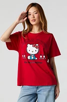 T-shirt de coupe garçonne à imprimé Hello Kitty scintillant