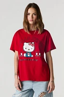 T-shirt de coupe garçonne à imprimé Hello Kitty scintillant
