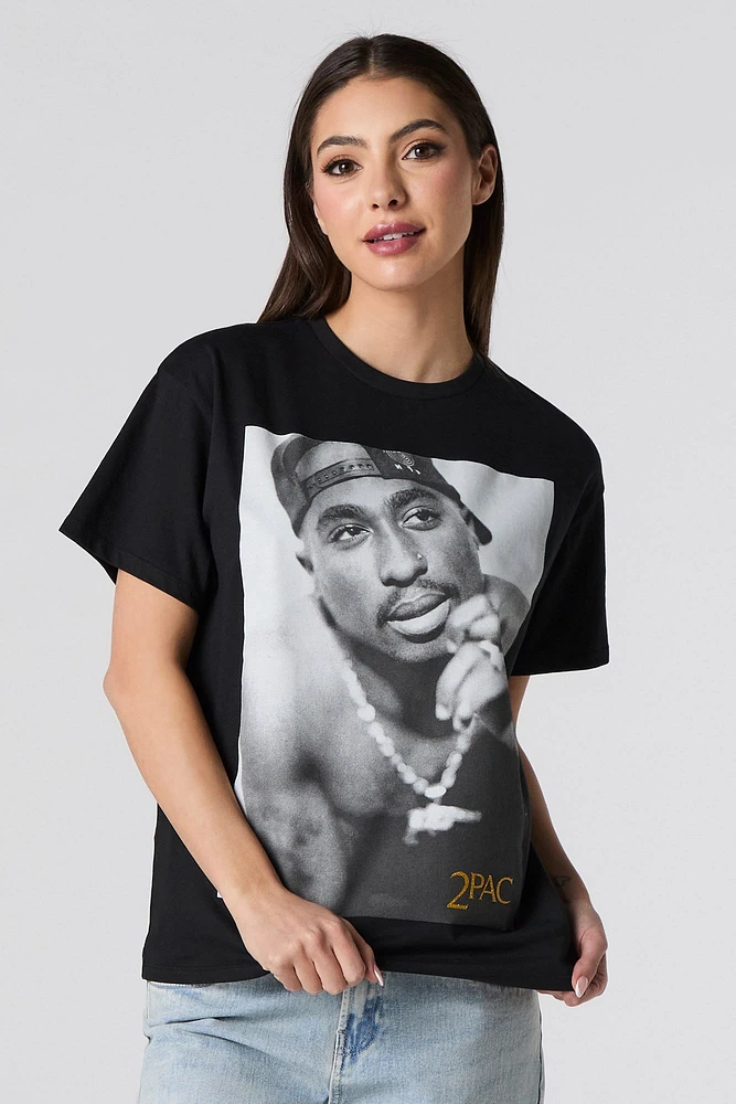 T-shirt de coupe garçonne à imprimé Tupac