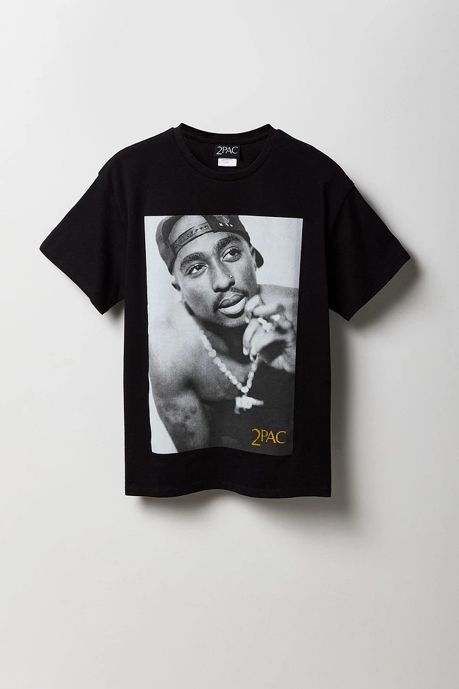 T-shirt de coupe garçonne à imprimé Tupac