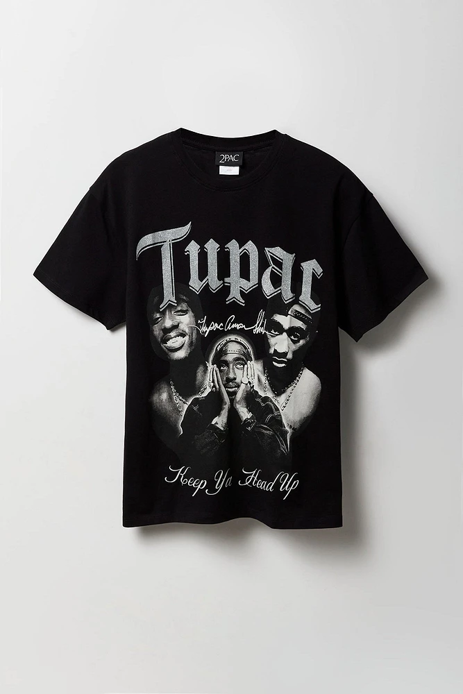 T-shirt de coupe garçonne à imprimé Tupac Keep Ya Head Up