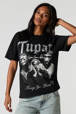 T-shirt de coupe garçonne à imprimé Tupac Keep Ya Head Up