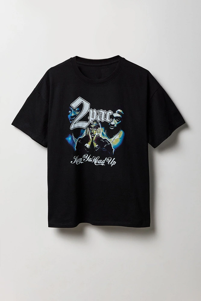 T-shirt de coupe garçonne à imprimé Tupac Keep Ya Head Up