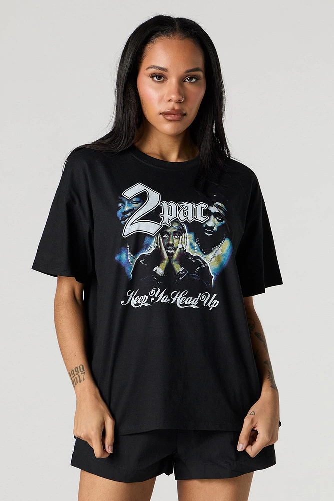 T-shirt de coupe garçonne à imprimé Tupac Keep Ya Head Up