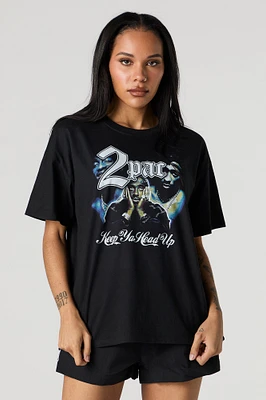 T-shirt de coupe garçonne à imprimé Tupac Keep Ya Head Up