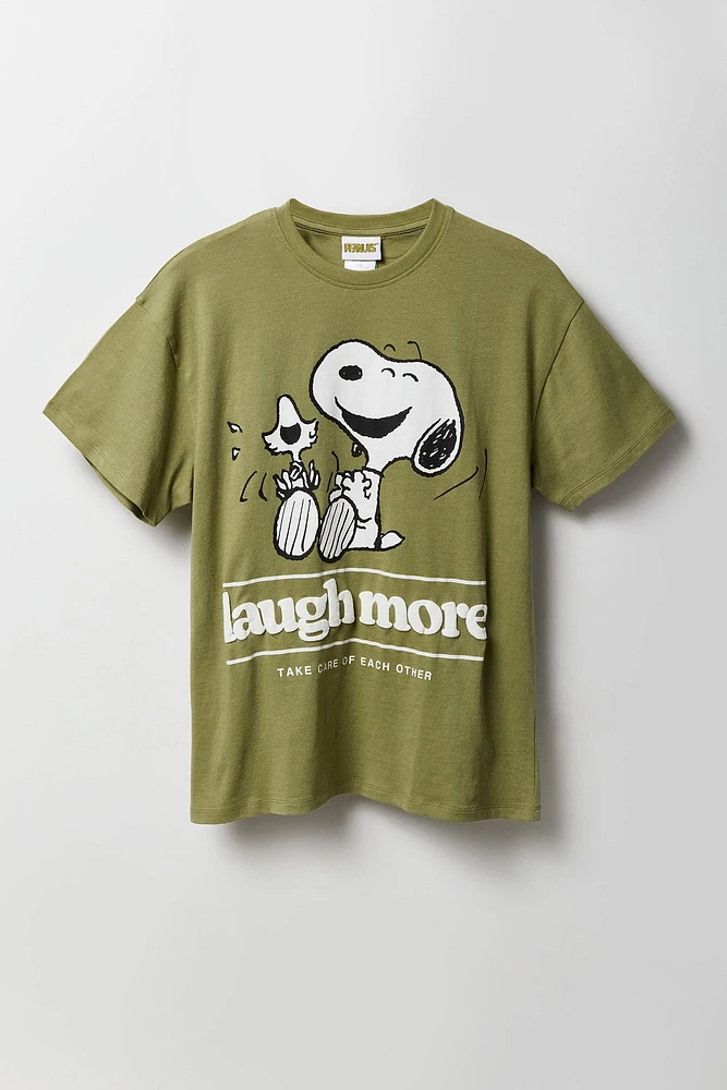 T-shirt de coupe garçonne à imprimé Laugh More Snoopy