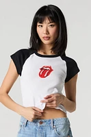 Rolling Stones Graphic Rhinestone Raglan T-Shirt