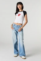 Rolling Stones Graphic Rhinestone Raglan T-Shirt