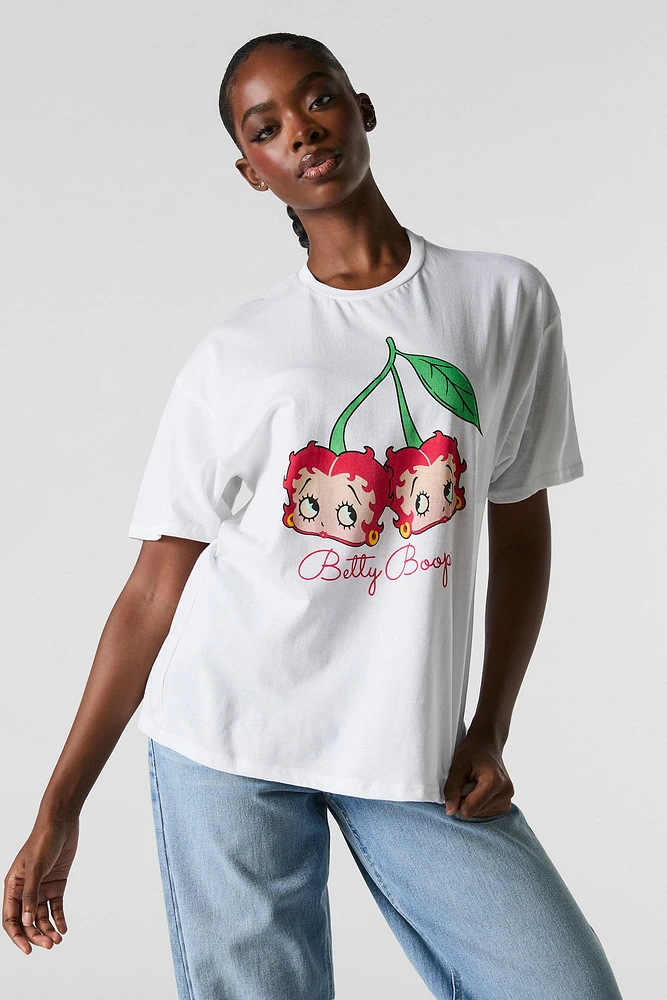 T-shirt de coupe garÃ§onne Ã  imprimÃ© Betty Boop Cherries