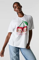 T-shirt de coupe garçonne à imprimé Betty Boop Cherries