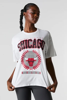 T-shirt de coupe garçonne à imprimé Chicago Bulls