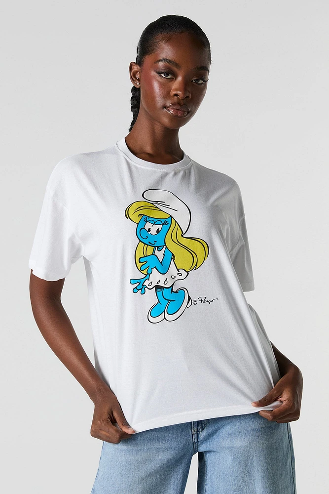 T-shirt de coupe garçonne à imprimé Smurfette