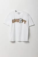 T-shirt de coupe garçonne avec motif brodé Snoopy en chenille