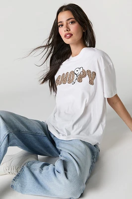 Snoopy Chenille Embroidered Graphic Boyfriend T-Shirt